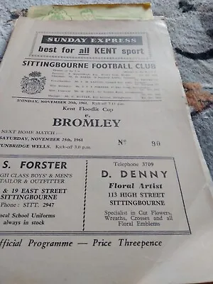 Dartford V Bromley 196162 Kent Floodlit Cup • £2.99