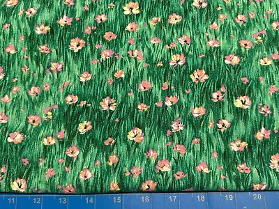 Tina Scrap 9”x21” Flower Garden Grass Vintage Field Spring Easter FABRIC COTTON • $3.29