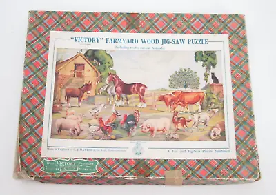 Vintage Victory Farmyard Wood Jigsaw Puzzle G.J. Hayter & Co. • $18