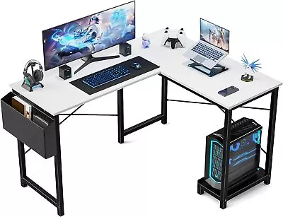 DUMOS L Shaped Computer Desk Wood Corner PC Gaming Table With Side Storage Bag • $56.99