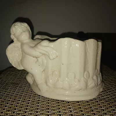 $21 • Buy Vintage Ceramic Angel Cherub Garden Pot House Plant Pot 6  White