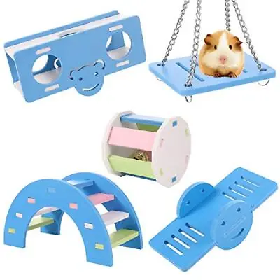 Smilcloud 5 Pcs Blue Hamster Play Toys - Rainbow Bridge & Seesaw & Swing • £10.99