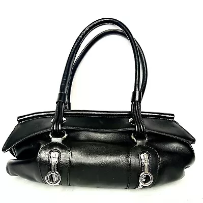 Tanner Krolle  London Black Leather Handbag Purse Made In Italy Zip Accents • £62.63