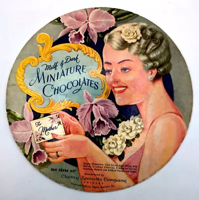 Vintage 1940 Candy Box Top Mother Floral Cherry Special Chocolates Cardboard 8.5 • $22.50