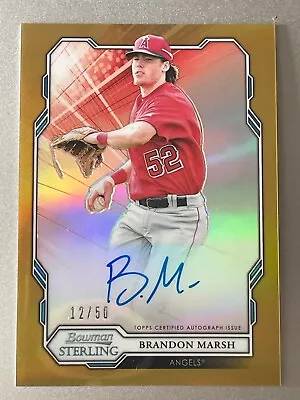 2019 Bowman Sterling Prospect Gold Refractor Auto Brandon Marsh #BSPA-BM 12/50 • $0.99