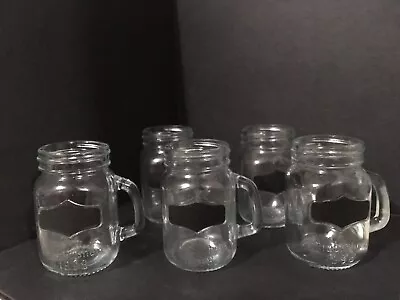 Glass Mini 3”in Mason Jar Mugs With Handles Chalkboard Label 4 Fl Oz Lot Of 5 • $13.99