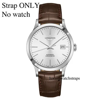 LEATHER  WATCH STRAP W. BUCKLE FOR LONGINES WATCHES 18mm 20mm 22mm BLACK BROWN  • £44.95