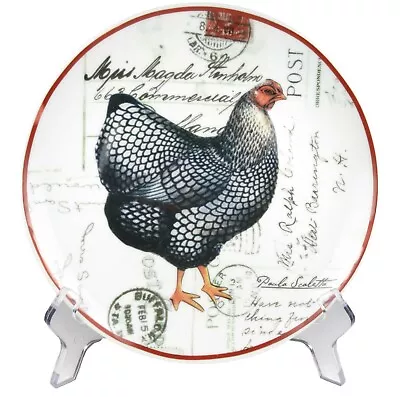 Paula Scaletta Chicken Design 8 Inch Round Porcelain Plate Cape Craftsmen 2005 • $10.89