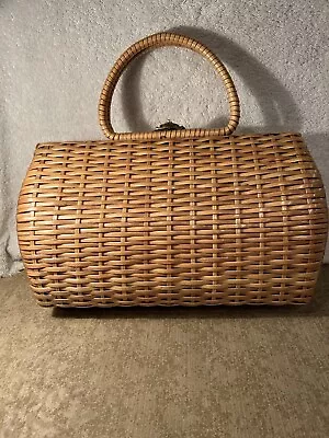 Vintage Hong Kong Rattan Wicker Handbag Purse Boho EUC • $24