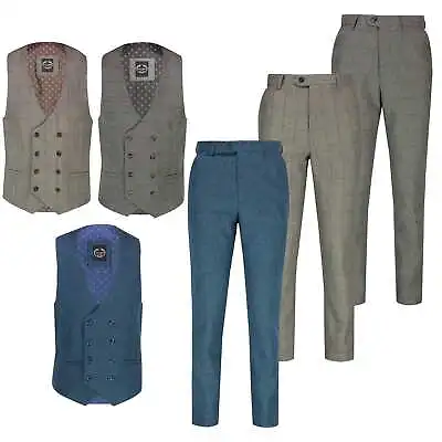 Mens Vintage 1920s Double Breasted Tweed Herringbone Check Waistcoat Or Trousers • $63.15