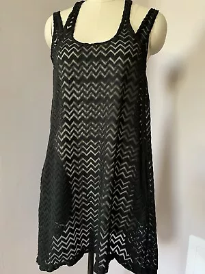 J. Valdi Cover Up Black Sheer Chevron Sz S • $14.50