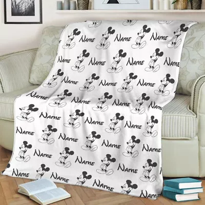 Personalized Disney Mickey Blanket Mickey Ears Blanket Sherpa Fleece • £38.56