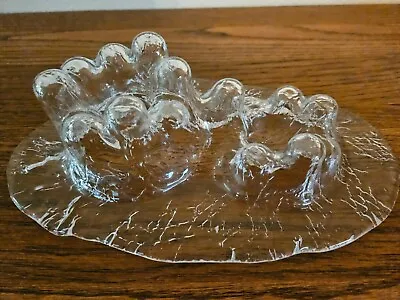 Muurla Handmade Finland Clear Art Glass Volcano Glacier Double Votive Holder • $39.95