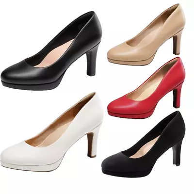 Women Slip On Pump Shoes Round Toe Low Heel Wedding Dress Platform Pump Shoes • $28.88