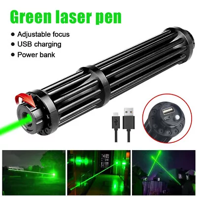 10W 532nm Green Laser Pointer Visible Dot Light USB Rechargeable High Power US • $35.99