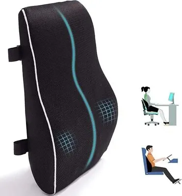 Lumbar Back Support Cushion Car Seat Chair Lower Back Waist Pillow Memory Foam E • £14.59