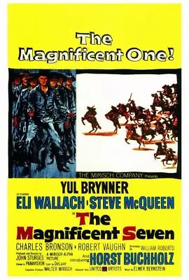 THE MAGNIFICENT SEVEN Movie POSTER 27 X 40 Yul Brynner Steve McQueen A • $24.95