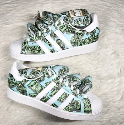 Adidas Originals Superstar Jeremy Scott Cash Money Dollar Bill Print Men Sz 12 • $64.95