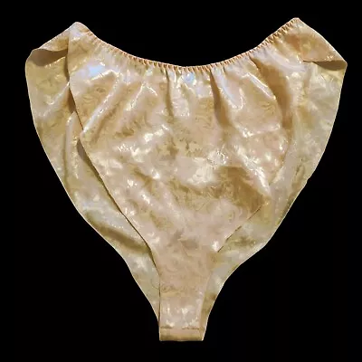 Vintage Victoria Secret High Cut Flutter Satin Panties Peach Gold Label Medium • $39.95