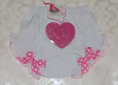 Mud Pie XOXO White Pink Sequin Heart Bloomers  0-6 Months • $8