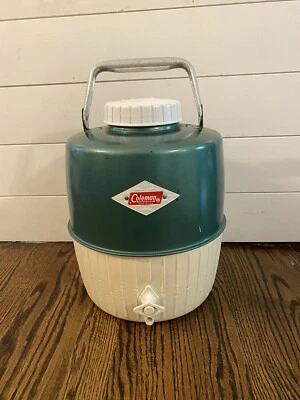 $29.99 • Buy Vintage 1965 Coleman Green & White 2 Gallon Water Cooler Jug, Plastic & Metal