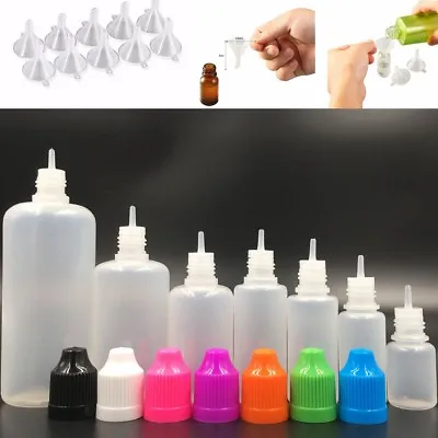 £5 • Buy 3ml-120ml Plastic Empty Squeezable Liquid Eye Dropper Bottles W/ Funnels