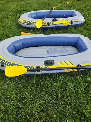 2 Intex Inflatable Explorer Pro 200 Two-Person Boats -3 Oars (1 Double) • $70