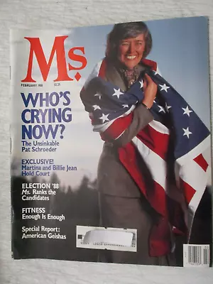 Ms. Magazine February 1988 Billie Jean King Martina Navratilova Women's Feminism • $13.95