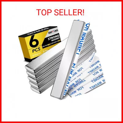 DIYMAG Strong Neodymium Bar Magnets W/ Double-Sided Adhesive 60 X 10 X 3 Mm 6PK • $8.93