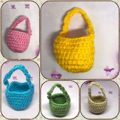 Mini Handmade Crochet Easter Baskets Set Gift Storage Egg Bunny Decor Accessory • £3.85