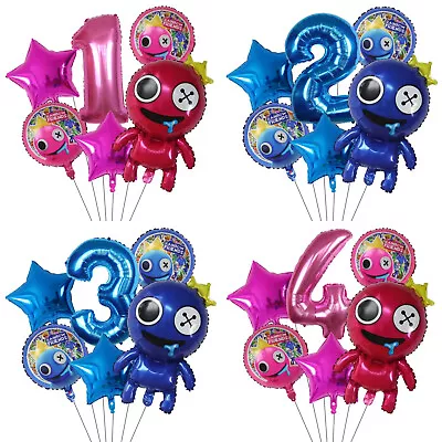 6pcs Rainbow Friends Foil Balloon Party Set 30  Number Kids Birthday Decorations • £6.99