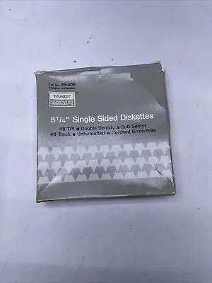 Sealed Tandy 26-406 10 Diskettes 5 1/4   Double Sided Diskettes 48 TPI H3 • $15
