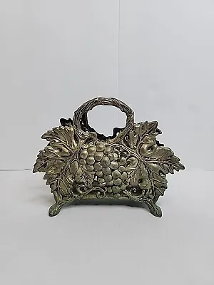 Godinger 1994 Silver Plated Napkin Holder Grapes & Grape Leaves Vintage 7x5.25 • $15