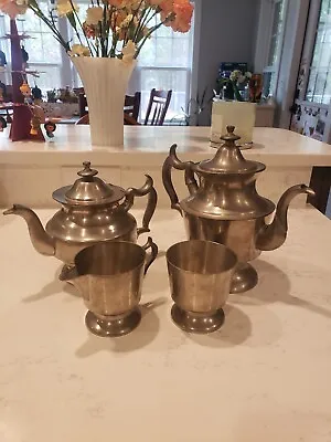 $50 • Buy 4 Piece Woodbury Pewter Coffee & Tea Service Set - Henry Ford Museum, As Is