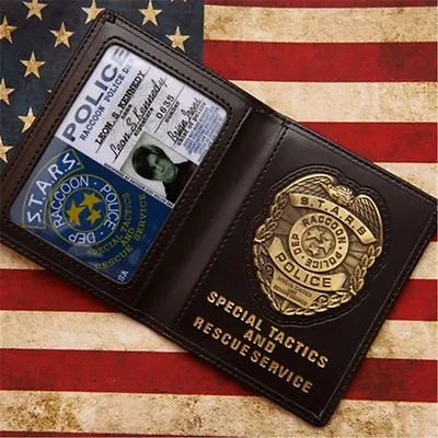RESIDENT EVIL S.T.A.R.S. Cool LEON Metal Police Badge ID Card Wallet Holder • $22.99