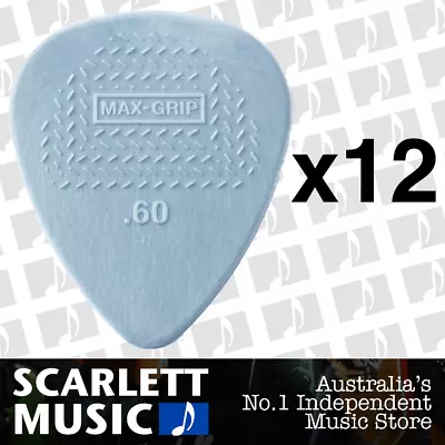 $7.99 • Buy 12 X Jim Dunlop Max Grip Nylon 0.60mm .60 Gauge Grey Guitar Picks *TWELVE PICKS*