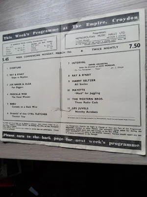 £12 • Buy Variety Theatre Programme 1940s, Croydon Empire The Western Bros
