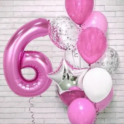 £5.99 • Buy Pink Balloon Age 6 Bundle X12 Pieces Confetti 6th Birthday Party Decorations 