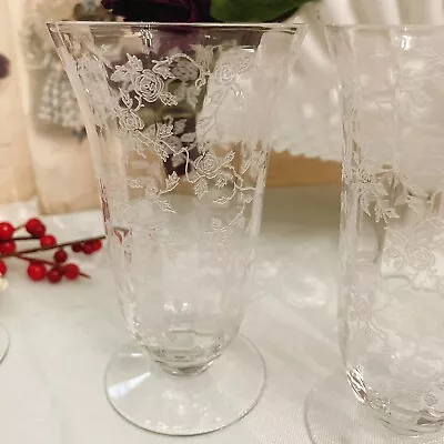 2 Fostoria Chintz Etched Iced Tea Goblets • $38