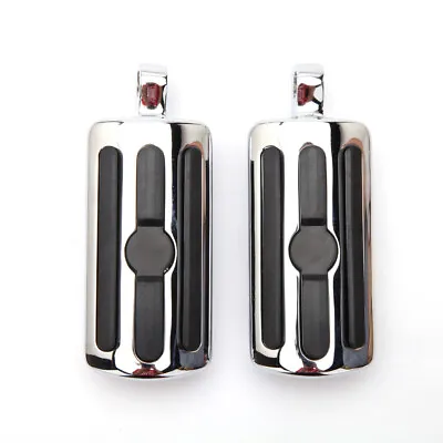 Chrome Rear Passenger Foot Pegs Aluminum Pedal Pads For Harley Honda Motorcycle • $39.48