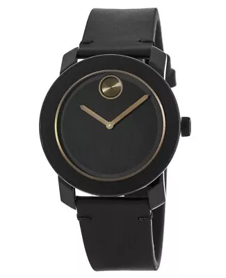 New Movado Bold 42mm Black Leather Strap Men's Watch 3600297 • $190