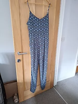 New Look Tall Navy Pattern Strappy Jumpsuit Size 16 Jumpsuit Good Used Condition • £9.50