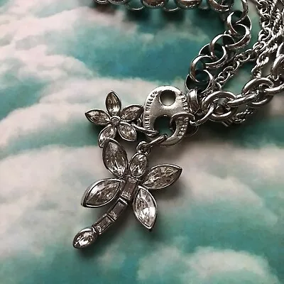 Karen Millen Bracelet Silver Chain Dragonfly Nature • £45