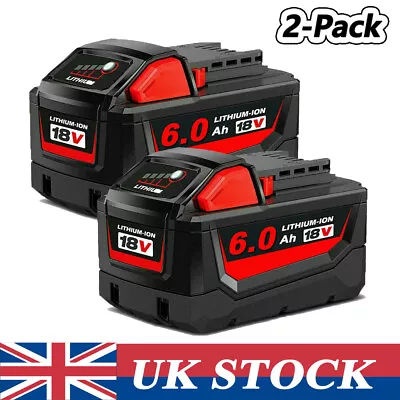 2X For Milwaukee M18B5 18V M18 XC 6.0Ah Lithium-Ion Battery M18B6 48-11-1850 • £32.92