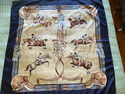 $300 • Buy Hermes Silk Equestrian Horses Scarf  “Jumping”