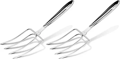 Stainless Steel Turkey LifterSet Of 2 Heavy Roasted Turkey Meat Forks For Thank • $24.86