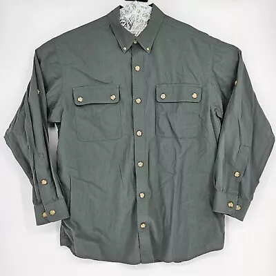 Duluth Trading Shirt Mens Large Fishing Button Down Casual Green L Bamboo Rayon • $24.95