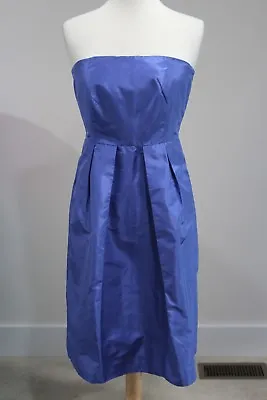 New J CREW Blue Silk Taffeta Pleated A-Line Strapless Dress Sz 2 • $29.99