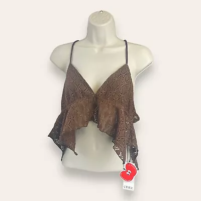 Cider Crochet Crop Top XL Bralette Brown Neutrals Boho Festival BNWT • £10