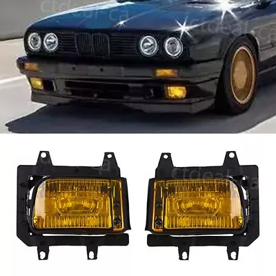 Pair Front Bumper Fog Light Yellow Lens For BMW 3-Series E30 1985-1993 318i 325i • $43.98